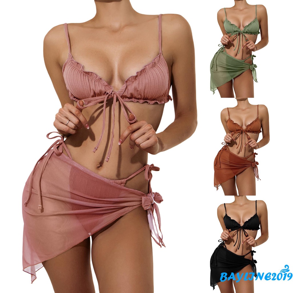 [Mã FATREND18J giảm đến 30k đơn 99k] Bộ Đồ Bơi Bikini Màu Trơn Đơn Giản Quyến Rũ Thời Trang Mùa Hè Cho Nữ | BigBuy360 - bigbuy360.vn