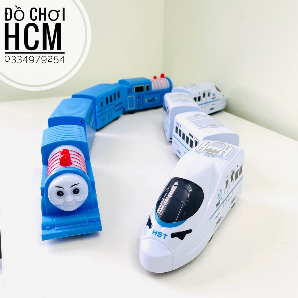 Đồ chơi đường tàu thomas, tàu điện ngầm có đèn nhạc, tự quay đầu dành cho bé thích mô hình xe