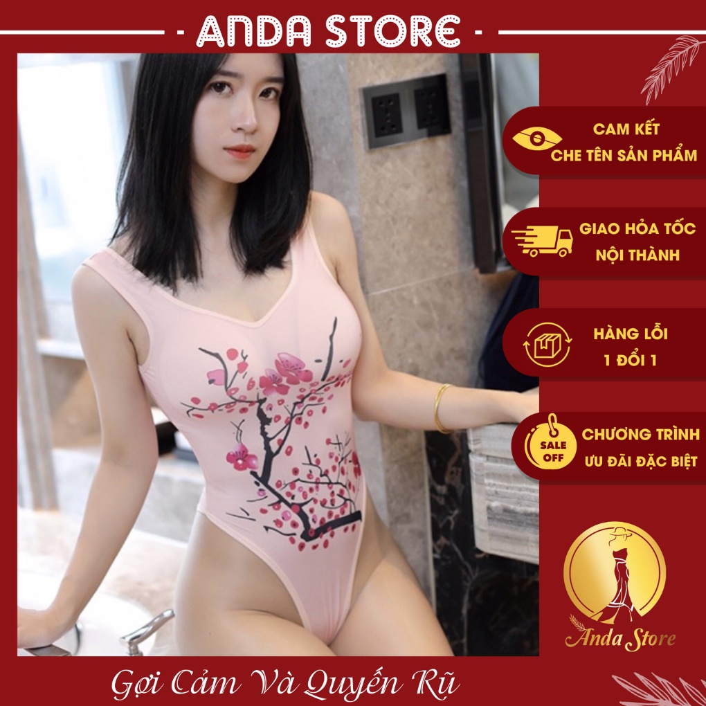 Đồ ngủ bodysuit sexy họa tiết pikachu, hoa đào, ông già noel hở đũng BDS10