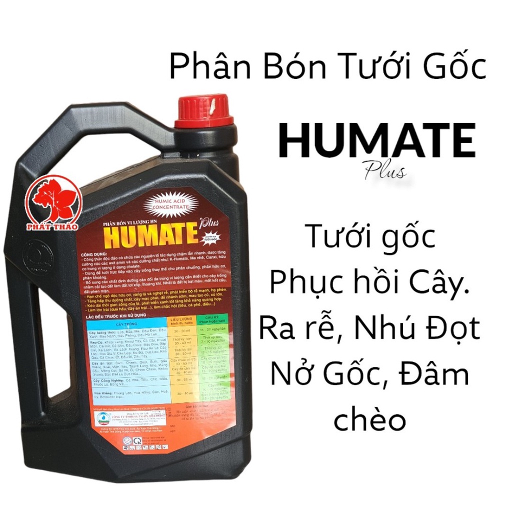 Phân bón HUMATE  5 lít Tăng cường phục hồi phát triển bộ rễ cho tất cả các loại Cây Trồng