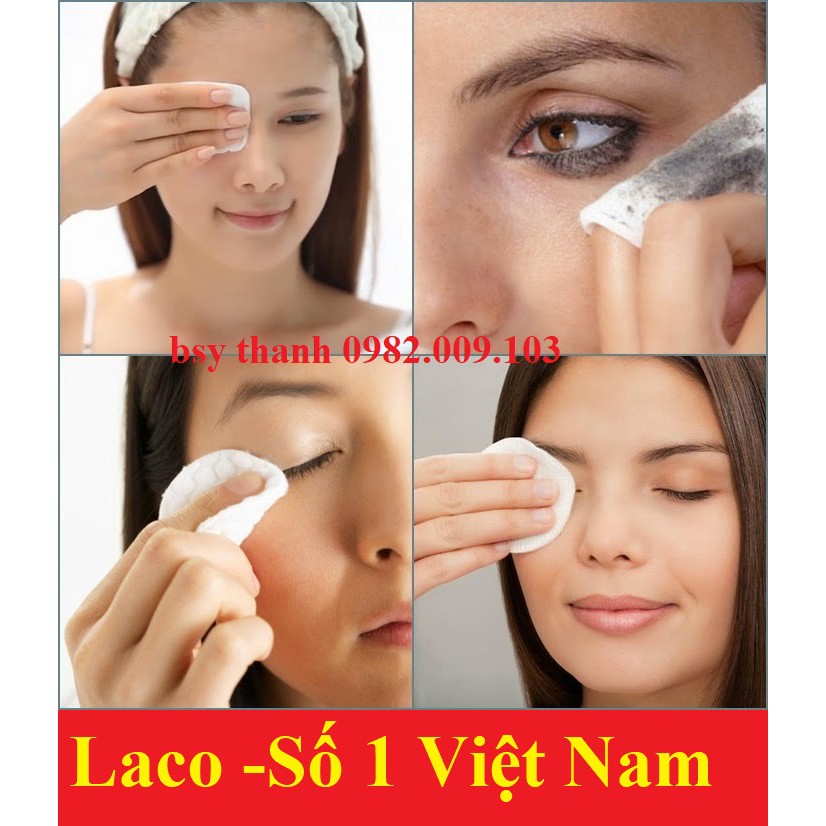 Bông Tẩy Trang cao cấp túi 50pcs Lameila Laco, 3 lớp đàn hồi co dãn, Mỏng Siêu mềm mịn, Dai Thấm Hút Nhanh Chóng