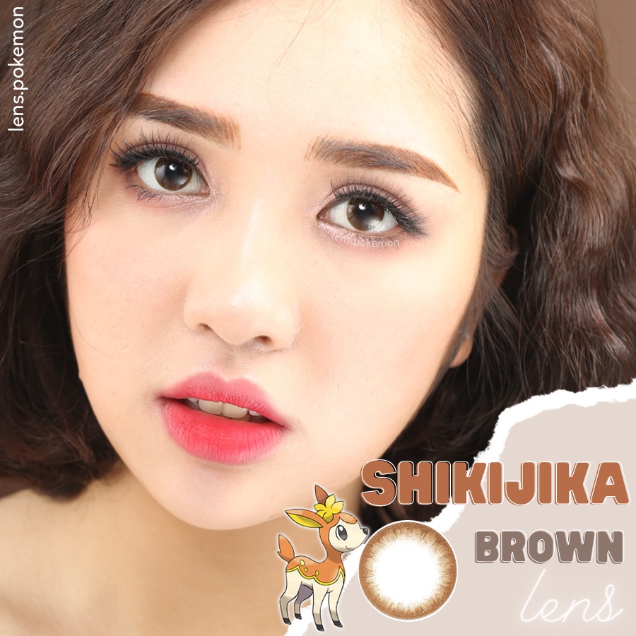 Kính áp tròng Hàn Quốc màu nâu  gold nhẹ nhàng tự nhiên SHIKIJIKA - BROWN, giãn nhẹ 14.0.