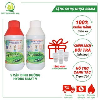 Combo 5 Cặp Dung Dịch Thủy Canh Hydro Umat V TẶNG 50 Rọ Thủy Canh 55x53mm | Dinh dưỡng dạng pha sẵn, dùng cho mọi loại r