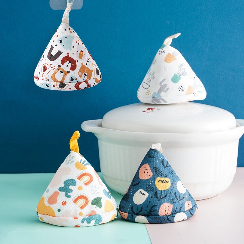 Hàng Mới Về Nắp Nồi Có Tay Cầm Hình Tam Giác Tráng Men Chống Bỏng Phong Cách Nhật Bản Dễ Thương