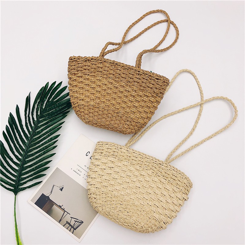 Labonia-Túi đan cói xách tay kiểu dáng đơn giản thanh lịch dành cho nữ