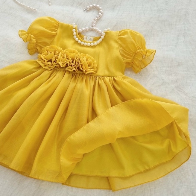 Váy đầm công chúa vàng RIOKIDS cho bé gái sơ sinh đi chơi Lễ Tết, tiệc sinh nhật, thôi nôi, đầy tháng TT11