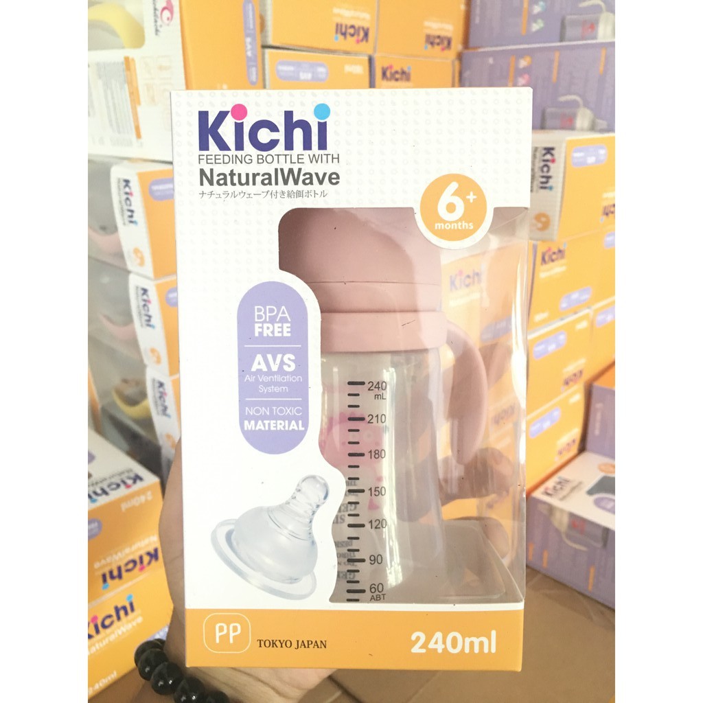 Bình Sữa PP Kichi 140ml/ 180ml/ 200ml/ 260ml ( Cổ Rộng quai cầm )