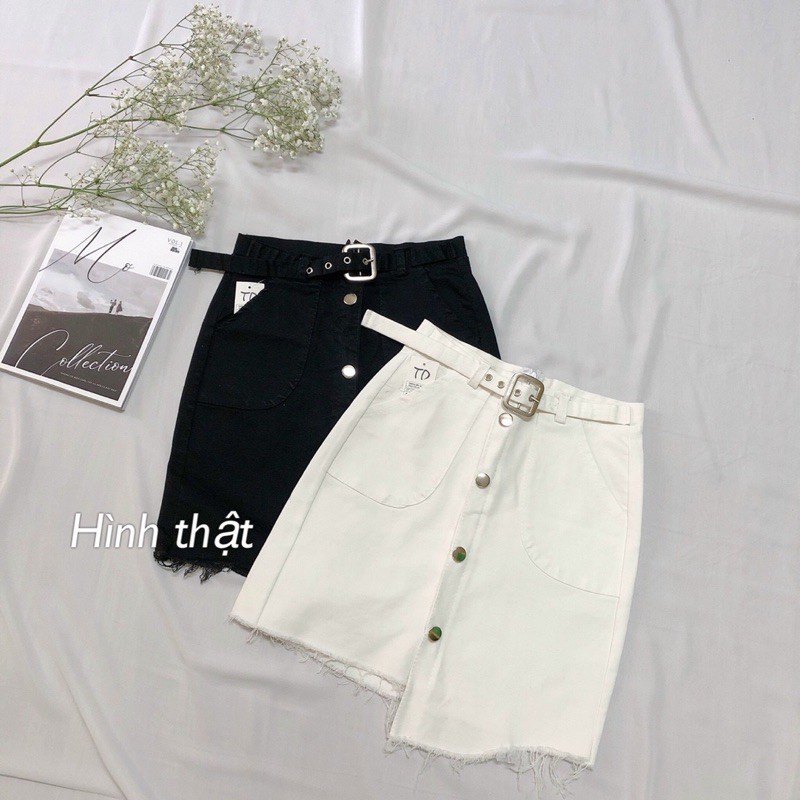 Chân váy kaki lệch tà phối nịt khoen bụng | BigBuy360 - bigbuy360.vn