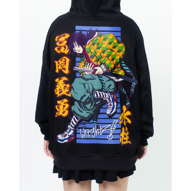 Áo hoodie Wrightz anime Tomioka Giyu thủy trụ demon slayer thanh gươm diệt quỷ over size