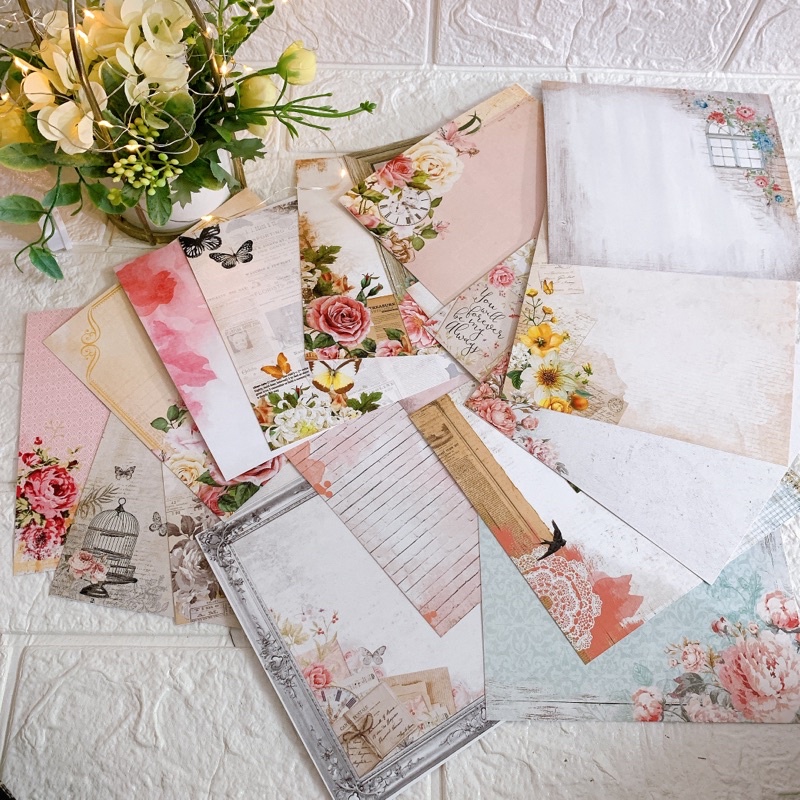 Giấy nền hoạ tiết size 15cmx15cm chủ đề Vintage định lượng 250gsm