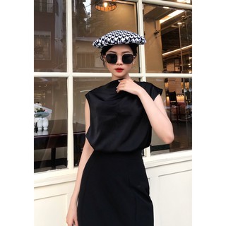 VELLE DESIGN Áo lụa cổ đổ Velly chất lụa nhung mượt mát không nhăn