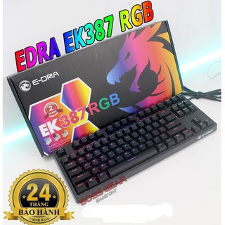 [HÀNG REAL]  Bàn phím cơ EDRA EK387 led RGB - Bàn Phím Gaming Giá Rẽ - Tặng 1 keycap cờ đỏ sao vàng - Bảo Hành 24 Tháng