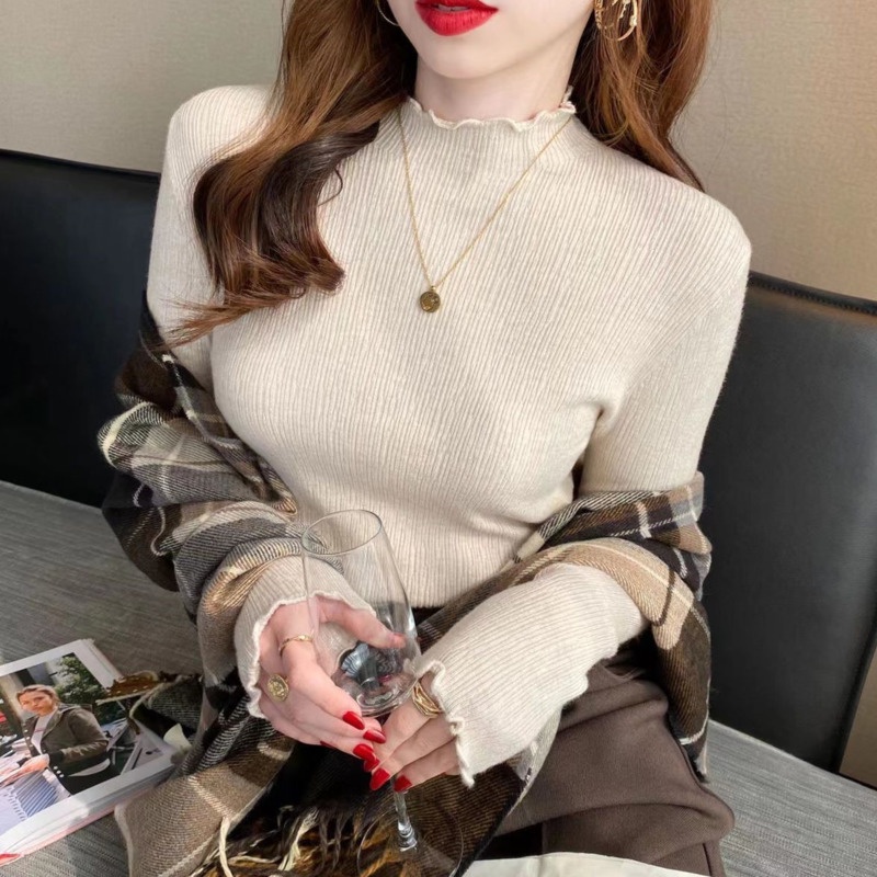 Áo Len Tay Dài Cổ Cao Thời Trang Dành Cho Nữ