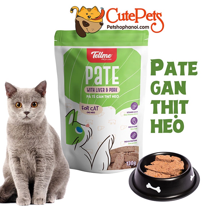 Pate cho mèo Tellme 130g Gan thịt heo Thức ăn ướt cho mèo - Phụ kiện chó mèo Hà Nội