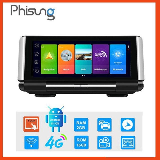 Camera hành trình đặt taplo ô tô 4G, wifi, 7 inch tích hợp cam lùi K7 -  phukienotovagiadung