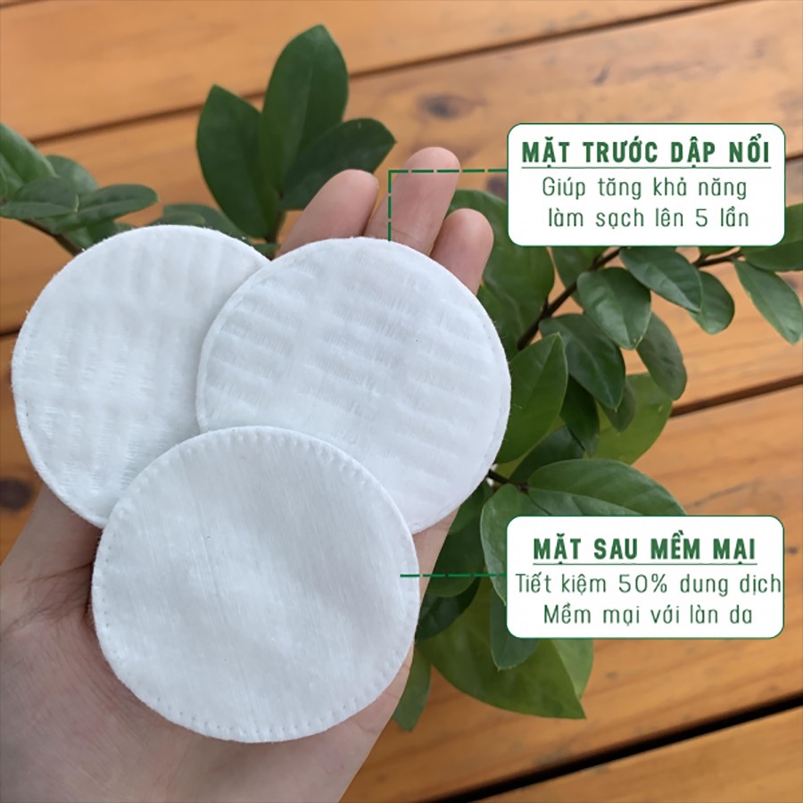 Bông Tẩy Trang Ceiba 100% Cotton Siêu Tiết Kiệm Dung Dịch 80 miếng