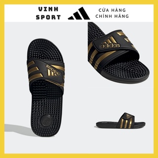 Dép Adidas Adissage mát xa màu đen sọc vàng EG6517
