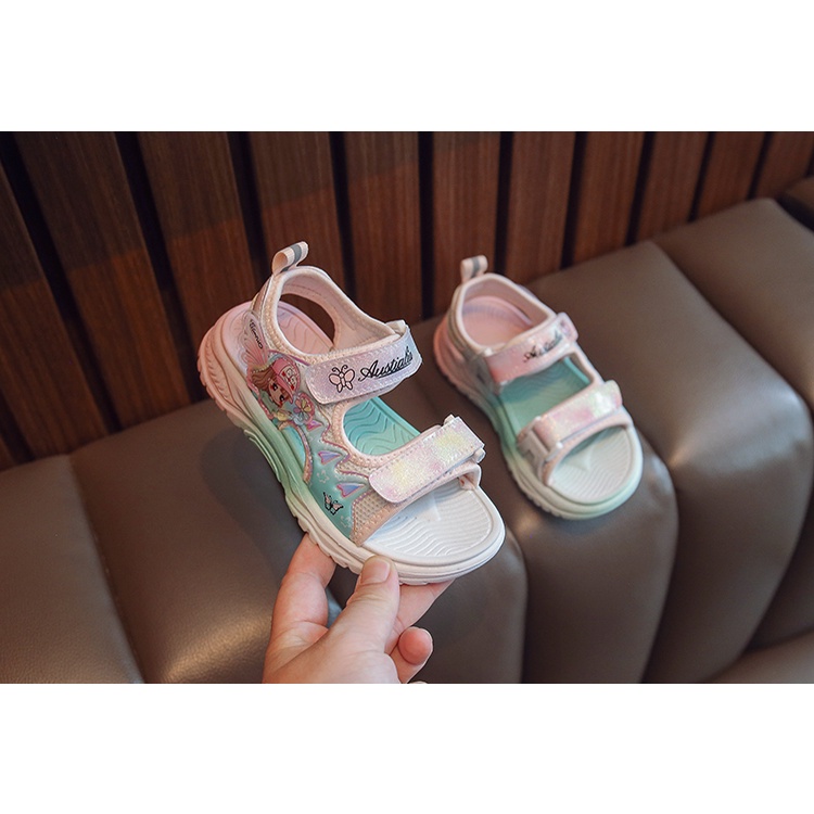 Sandal bé gái họa tiết hình cô gái dễ thương đế phối màu da mềm mùa hè ĐT105