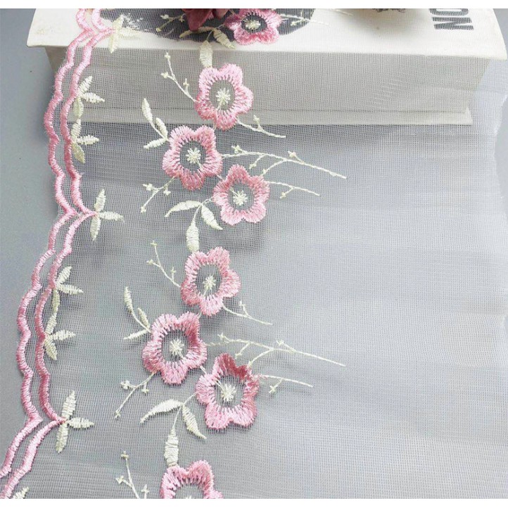 Ren Thêu Hoa Hồng loại đẹp bản rộng 20cm x50cm may đồ búp bê Adhshop