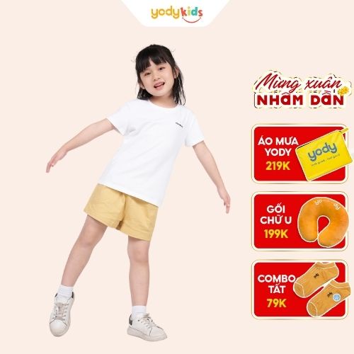 Áo thun trơn cho bé YODY phông tay ngắn, vải cotton co giãn, thoáng mát, mềm mịn TSK5193