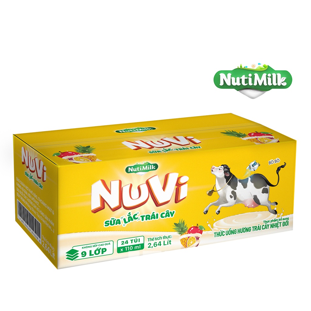 Thùng 24 Túi Sữa Nuvi Sữa Lắc Trái Cây Nhiệt Đới Túi NuVi Power 110 ml thumbnail