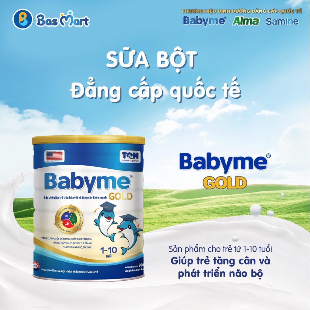Sữa Bột Babyme gold hộp 400g-900g-đặc chế giúp tiêu hóa tốt và tăng cân khỏe mạnh