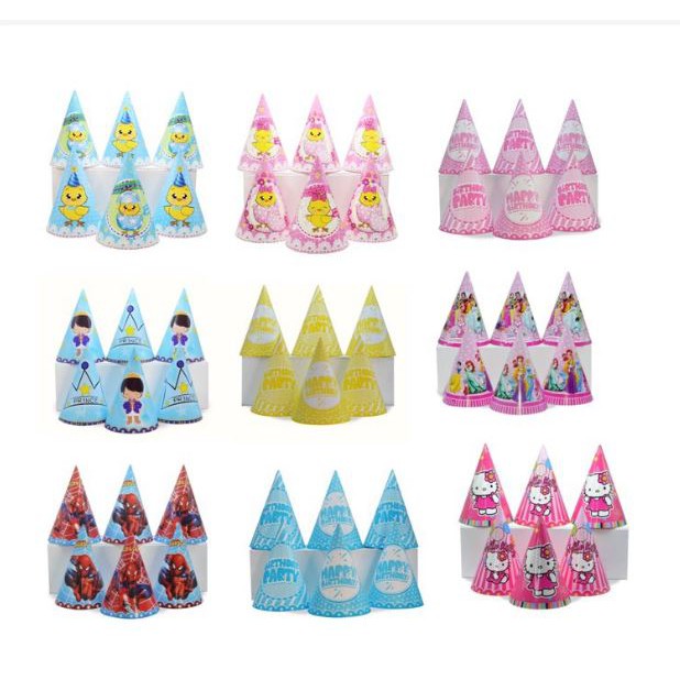 (XẢ KHO) SET 6 NÓN CHÓP CHỦ ĐỀ SINH NHẬT, PHỤ KIỆN GIẤY TRANG TRÍ TIỆC