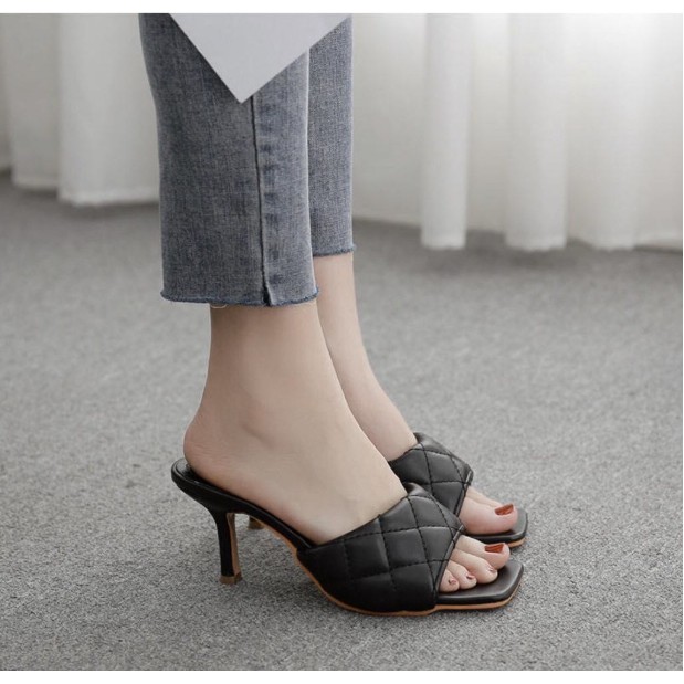 PAMELA - Dép Guốc Thời Trang Quai Ngang Trần Trám Hot Trend 2021 (5cm) - G01