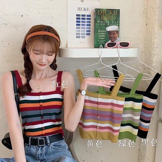 Áo croptop 2 dây ôm body thun sọc cầu vòng ulzzang ( 4 màu )