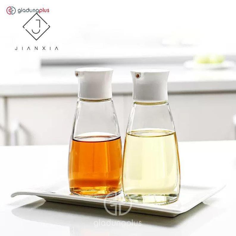 Lọ đựng dầu ăn, nước mắm mini 220ml cầm tay bằng thuỷ tinh borosilicate cao cấp - chính hãng Jianxia