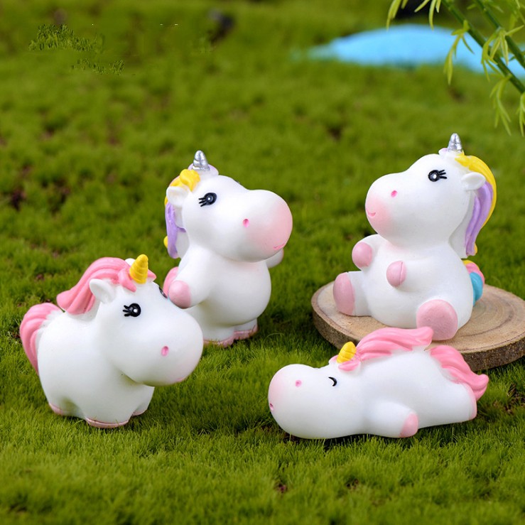 Mô hình ngựa kỳ lân unicorn mập ú dễ thương dùng trang trí tiểu cảnh, terrarium, móc khóa, DIY