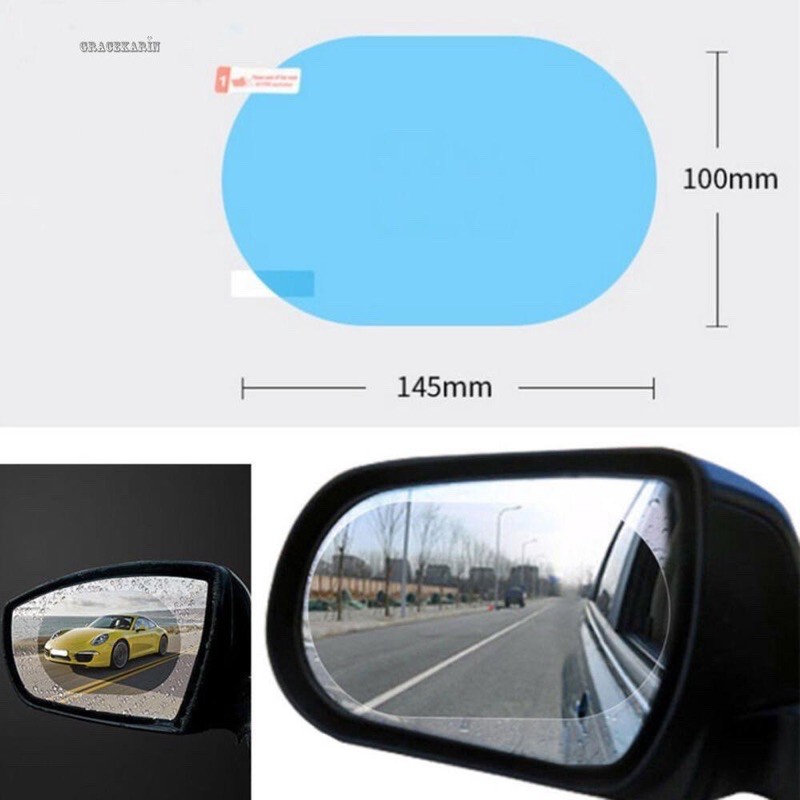 Miếng dán chống nước dùng cho kính chiếu hậu oto - combo 4 miếng dùng cho xe nhỏ ( 2 miếng 10.10cm - 2 miếng 17.20cm)