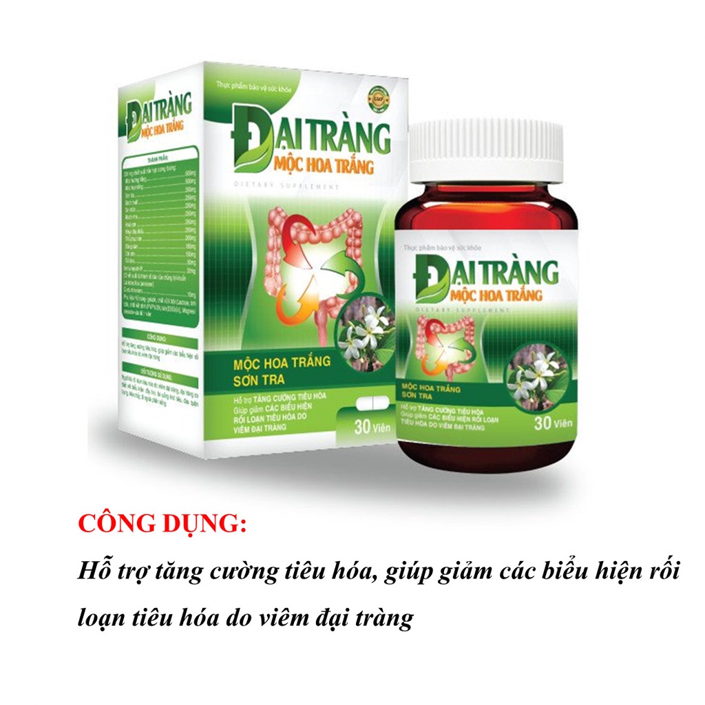 Đại Tràng Mộc Hoa Trắng - Hỗ trợ tăng cường tiêu hóa, giúp giảm các biểu hiện rối loạn tiêu hóa do viêm đại tràng
