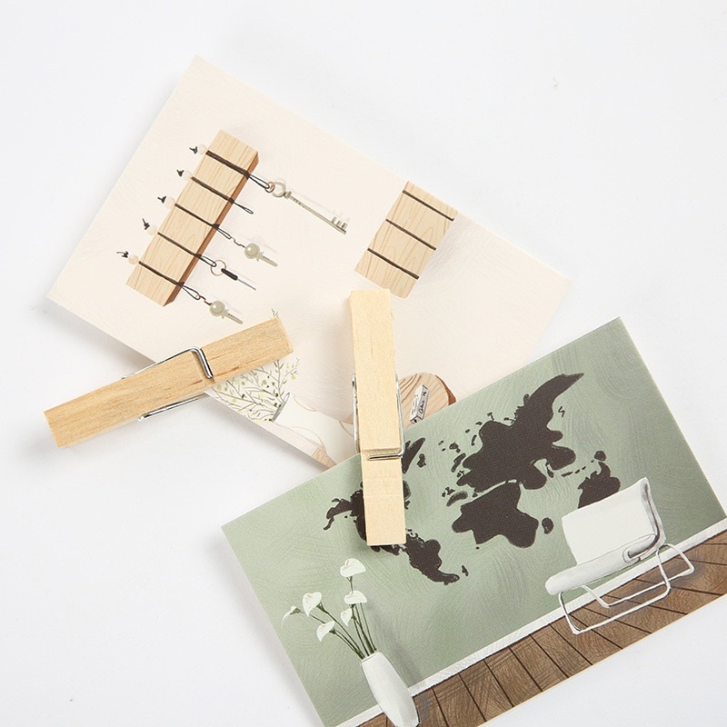 Set 30 kẹp gỗ treo ảnh trang trí.