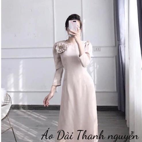 Áo dài lụa ngoc Trai  tay bồng 2 tà  cao cấp