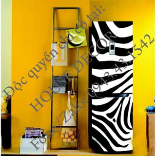 Miếng dán tủ lạnh chống thấm nước chất liệu decal bóc dán - phù hợp mọi loại tủ - ngựa vằn