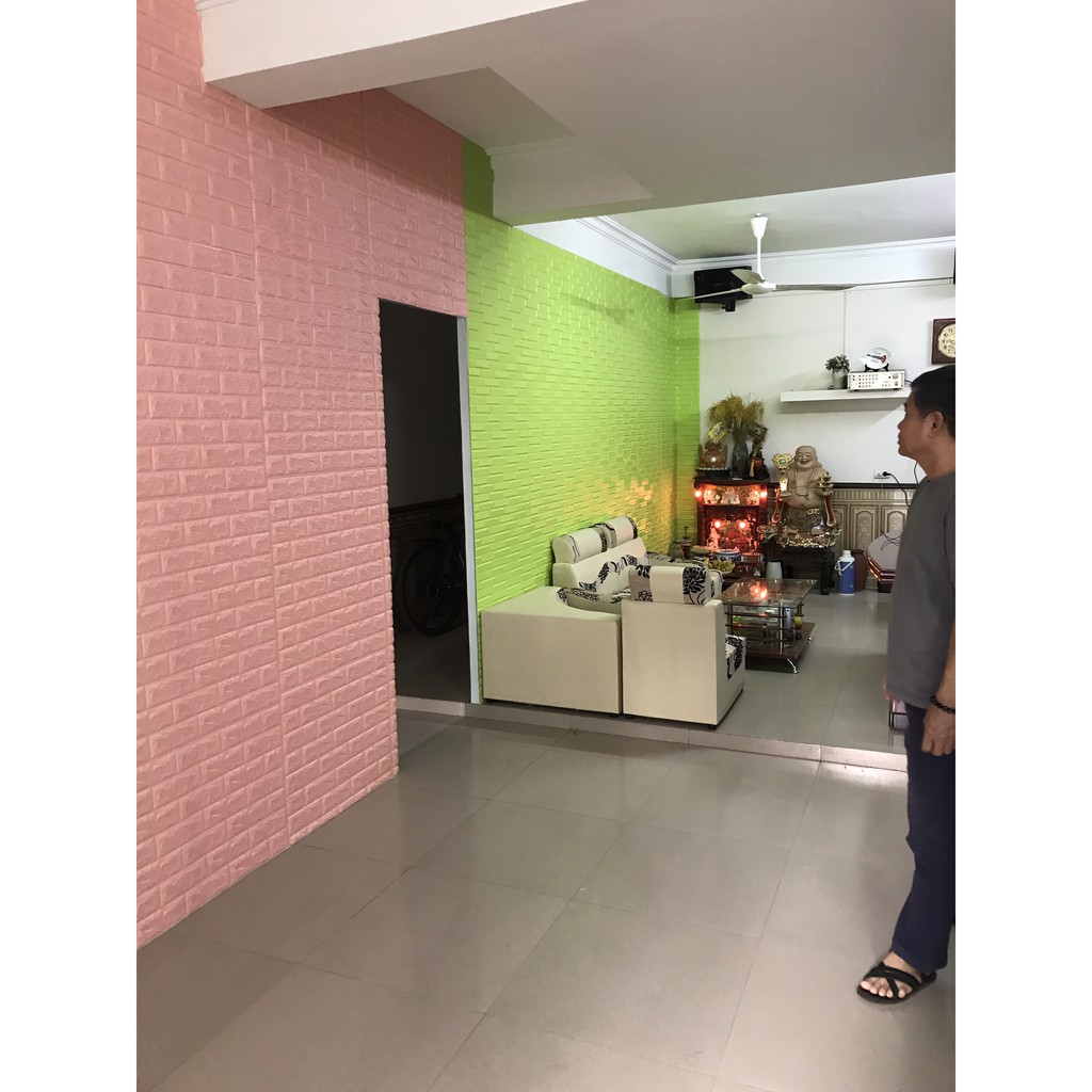 Xốp Dán Tường 3D Giả Gạch Kích Thước 70cm x 77cm Dày 4mm, Xốp Dán Tường Có Keo Sẵn Cách Âm Cách Nhiệt, Chống Thấm Nước