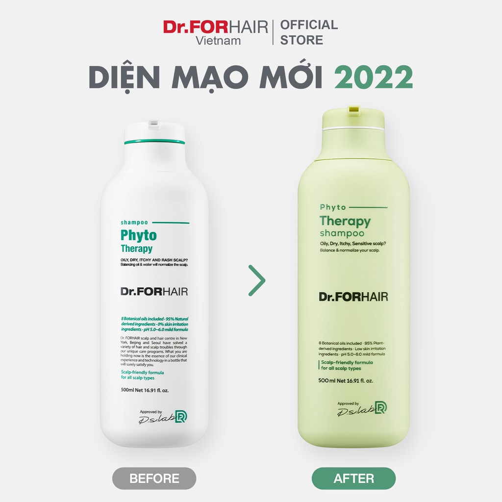 Dầu gội cho da đầu nhạy cảm, làm dịu da đầu, da kích ứng Dr.FORHAIR Hàn Quốc Phyto Therapy Shampoo 500ml