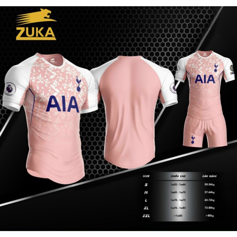 Bộ quần áo đá bóng CLB Tottenham hồng  2021-2022 thun thái cao cấp