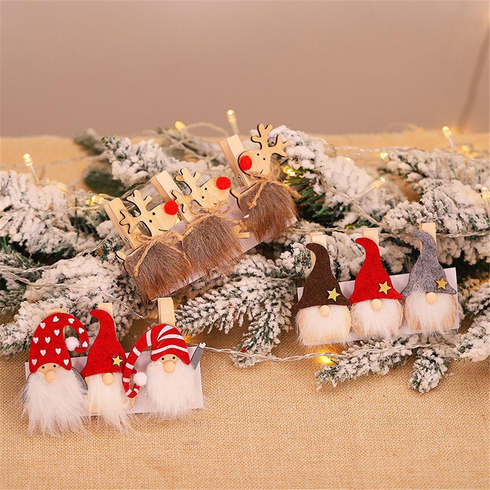 Kẹp Gỗ Mini Hình Ông Già Noel / Tuần Lộc Trang Trí Giáng Sinh DIY