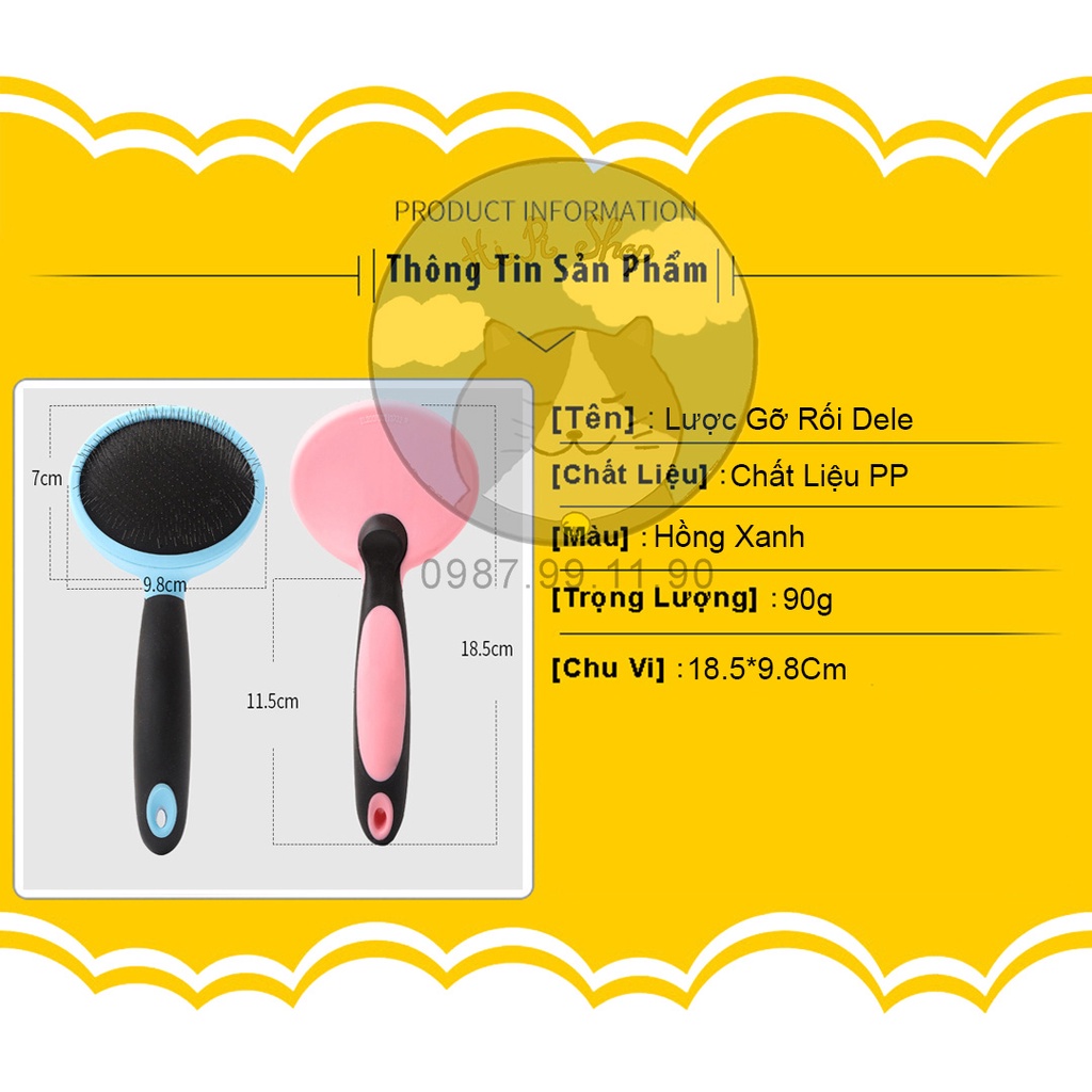 [Fullbox] Lược Chải Lông Gỡ Rối Đánh Xù DeLe Dành Cho Chó Mèo Chất Liệu TPE An Toàn Cho Thú Cưng