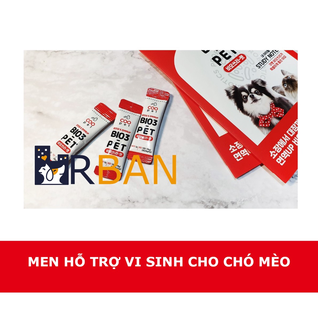 𝗨𝗿𝗯𝗮𝗻_𝗕𝗶𝗼𝟯 𝗣𝗲𝘁_Men vi sinh hỗ trợ hệ tiêu hóa cho chó mèo 2g_Hàn Quốc