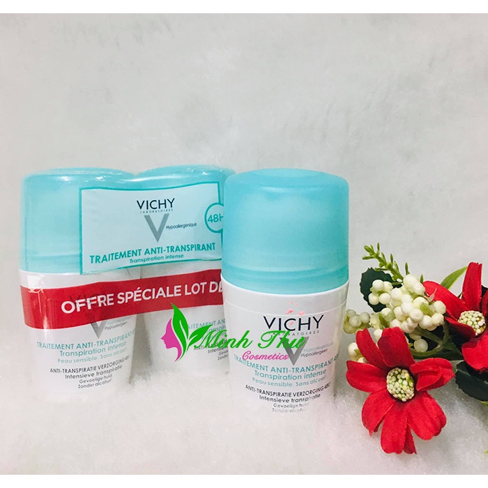 Lăn Khử Mùi Vichy Ngăn Mồ Hôi, Giữ Khô Thoáng Suốt 48H 50ml