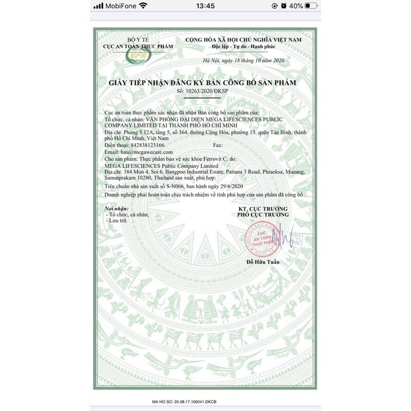 Ferovit viên uống bổ sung vitamin B12, folic acid, iron