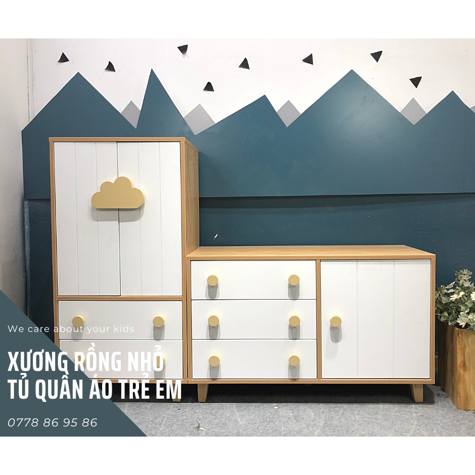 Bộ 2 tủ quần áo trẻ em_tủ gỗ bé sơ sinh_XRN