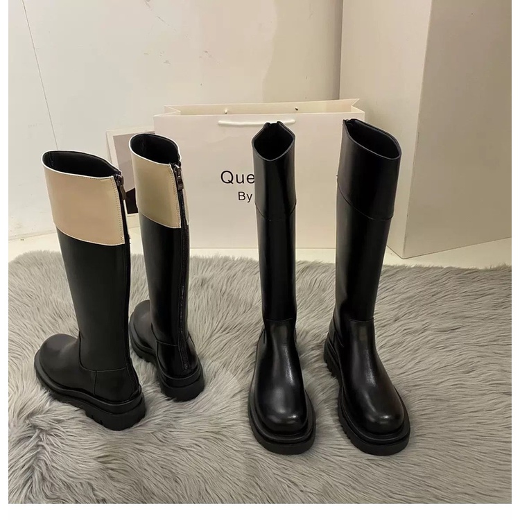 Giày Cao Gót Mũi Tròn Phối Khóa Kéo Thời Trang Dành Cho Nữ