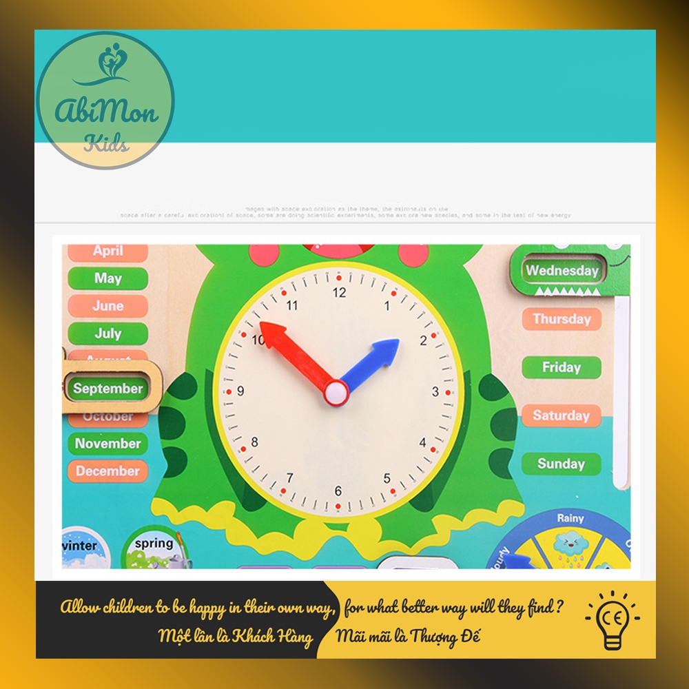 Đồng Hồ Ếch Đa Năng 7 in 1 Cho Bé ☘️ Montessori cao cấp ✨ (Đồ chơi Gỗ - Đồ chơi Giáo Dục - An toàn - Thông minh)