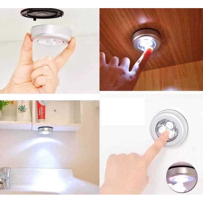 Bóng Đèn Led Dán Tường 3 bóng (combo 5 bộ) siêu sáng dùng pin 3A – Dán kệ sách, tủ quần áo, cốp xe, tường, tủ bếp