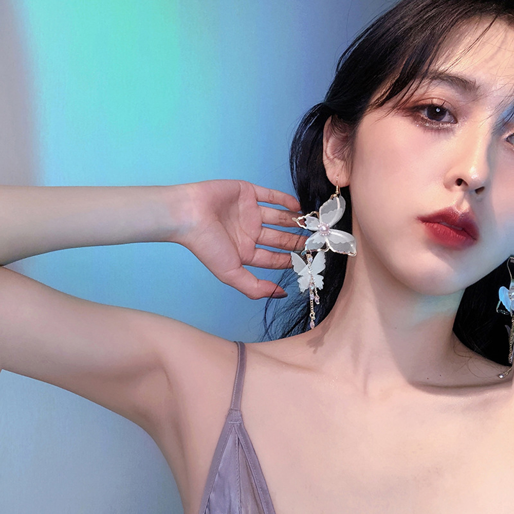 Bông Tai Hình Bướm Phối Ren Thời Trang Cho Nữ