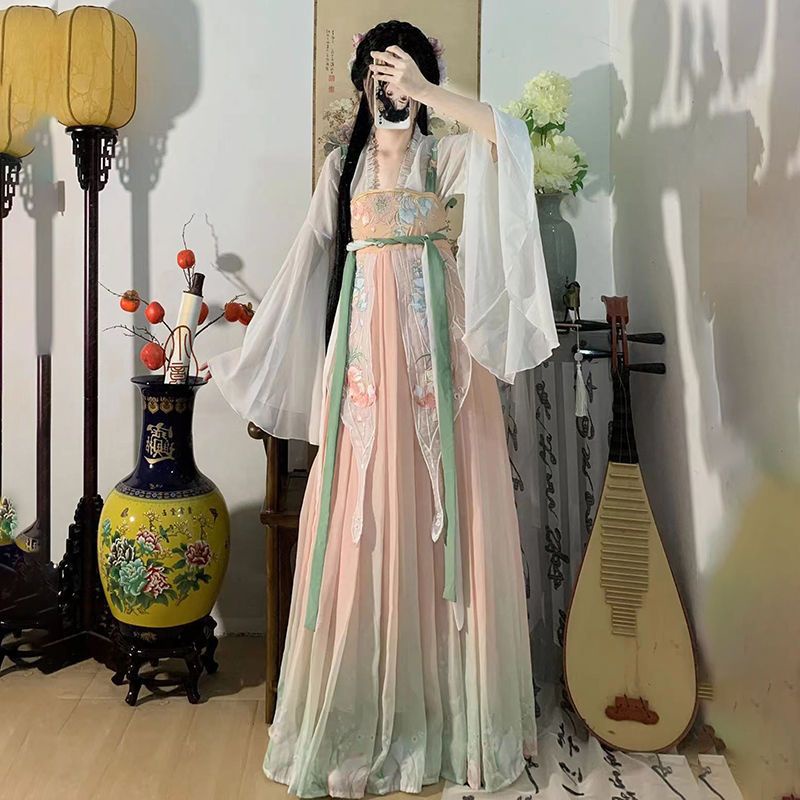 Mo Yun Pavilion Wanqiu Tang Váy Hán Phục Dài Đến Ngực Cổ Điển Mùa Thu Cho Nữ Mo Yun Pavilion Wanqiu Tang Made Phong Cách Hanfu